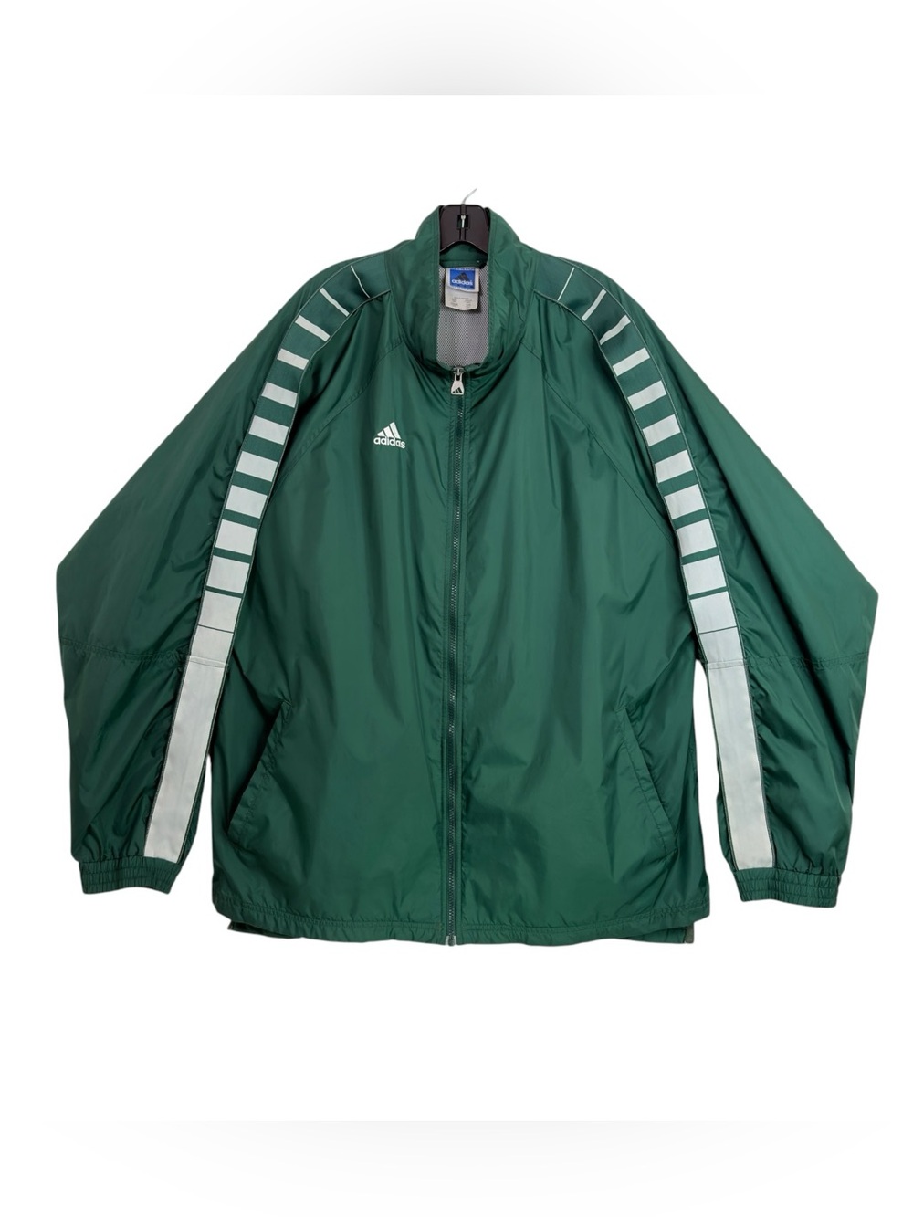 Vintage Adidas Team Windbreaker Jacket 90s Y2K Forest Green White Men's 2XL Mesh